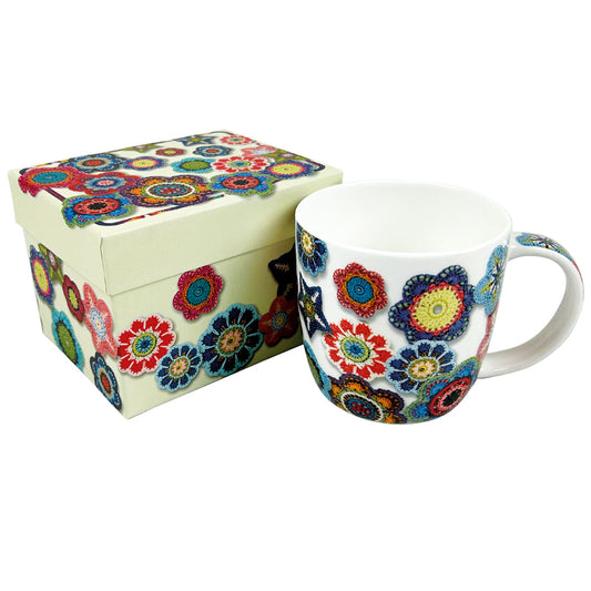 Crochet Motifs Bone China Mug with Gift Box