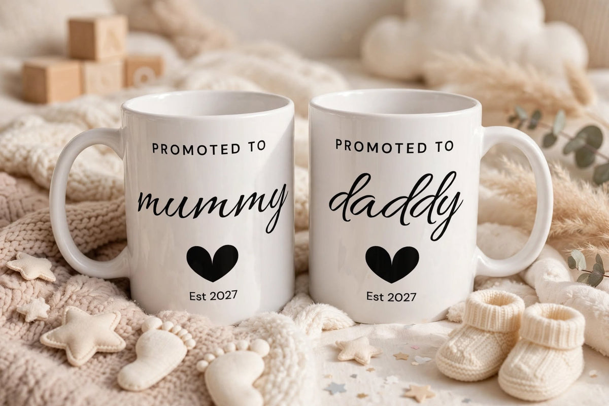 Promoted to Mummy & Daddy mug set