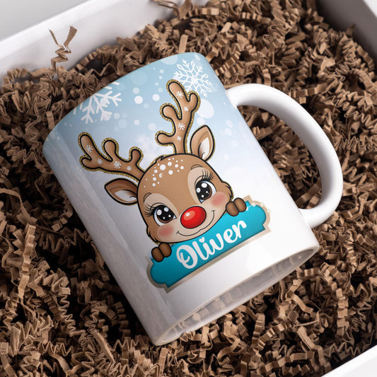 Personalised Christmas Reindeer Blue