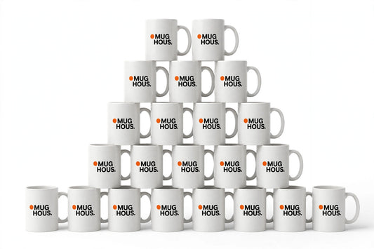 White ceramic mugs with your business logo printed on the side