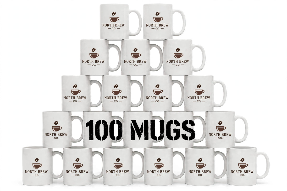 White ceramic mugs with your business logo printed on the side