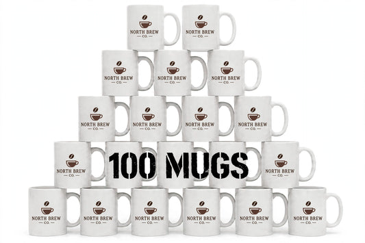 White ceramic mugs with your business logo printed on the side