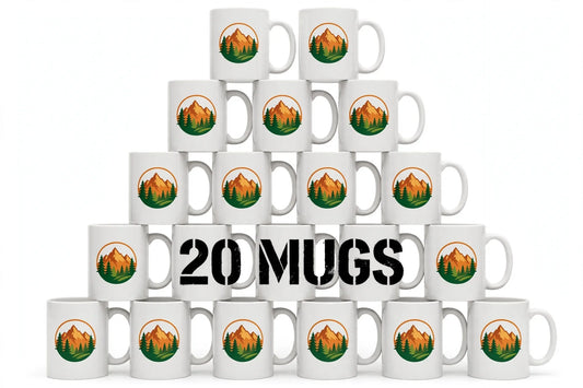White ceramic mugs with your business logo printed on the side