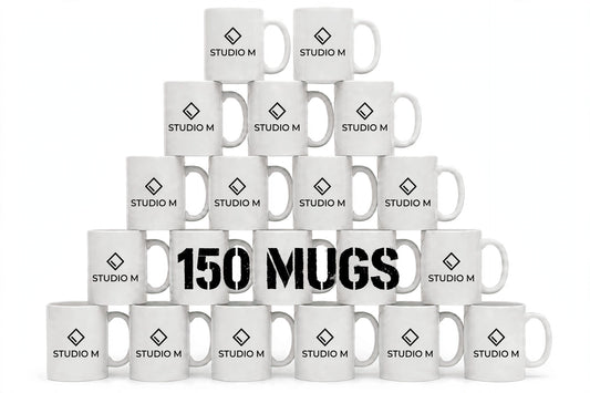 White ceramic mugs with your business logo printed on the side