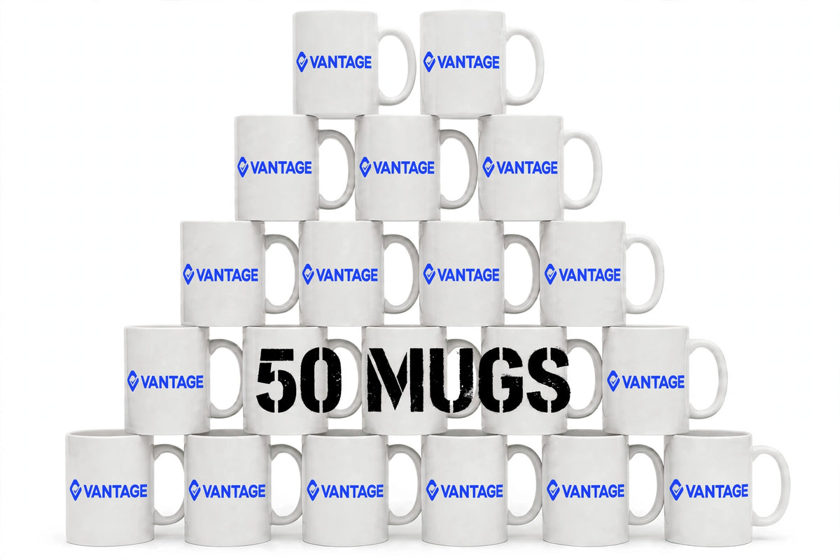 White ceramic mugs with your business logo printed on the side