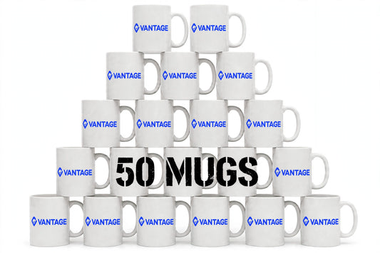 White ceramic mugs with your business logo printed on the side